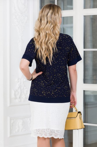 %Блуза «Джуди». Цвет: синий / песочный распродажа% фото: #1