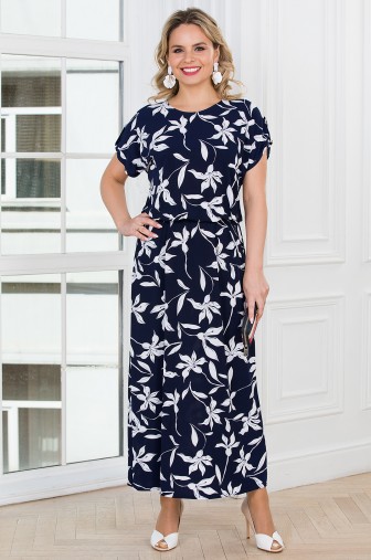 %Платье «Сицилия». Цвет: синий / белый / молочный распродажа% фото: #1