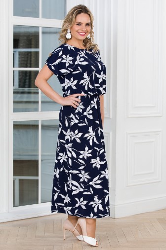 %Платье «Сицилия». Цвет: синий / белый / молочный распродажа% фото: #1