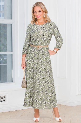 Фото: %Платье &laquo;Адель&raquo;. Цвет: светло-оливковый / кремовый / серый распродажа%