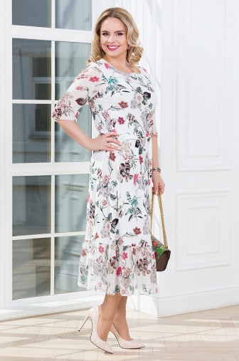 %Платье «Модница». Цвет: молочный / фисташка распродажа% фото: #1