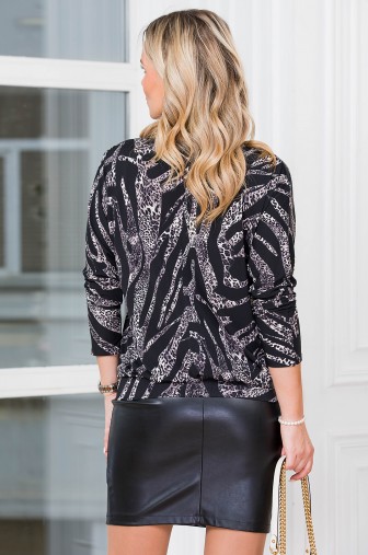 %Блуза «Сказка». Цвет: чёрный / серый / бежевый распродажа% фото: #1