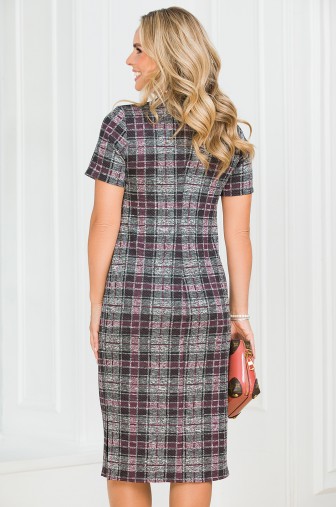 %Платье «Дарина». Цвет: серый / сливовый распродажа% фото: #1