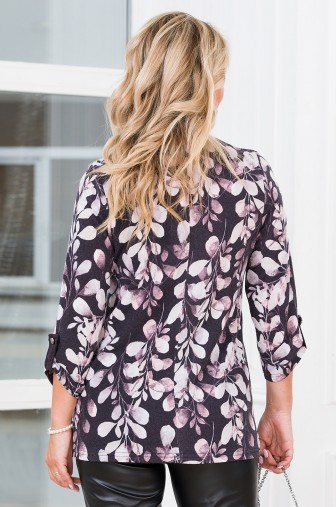 %Туника «Элен». Цвет: горький шоколад / пудровый распродажа% фото: #1